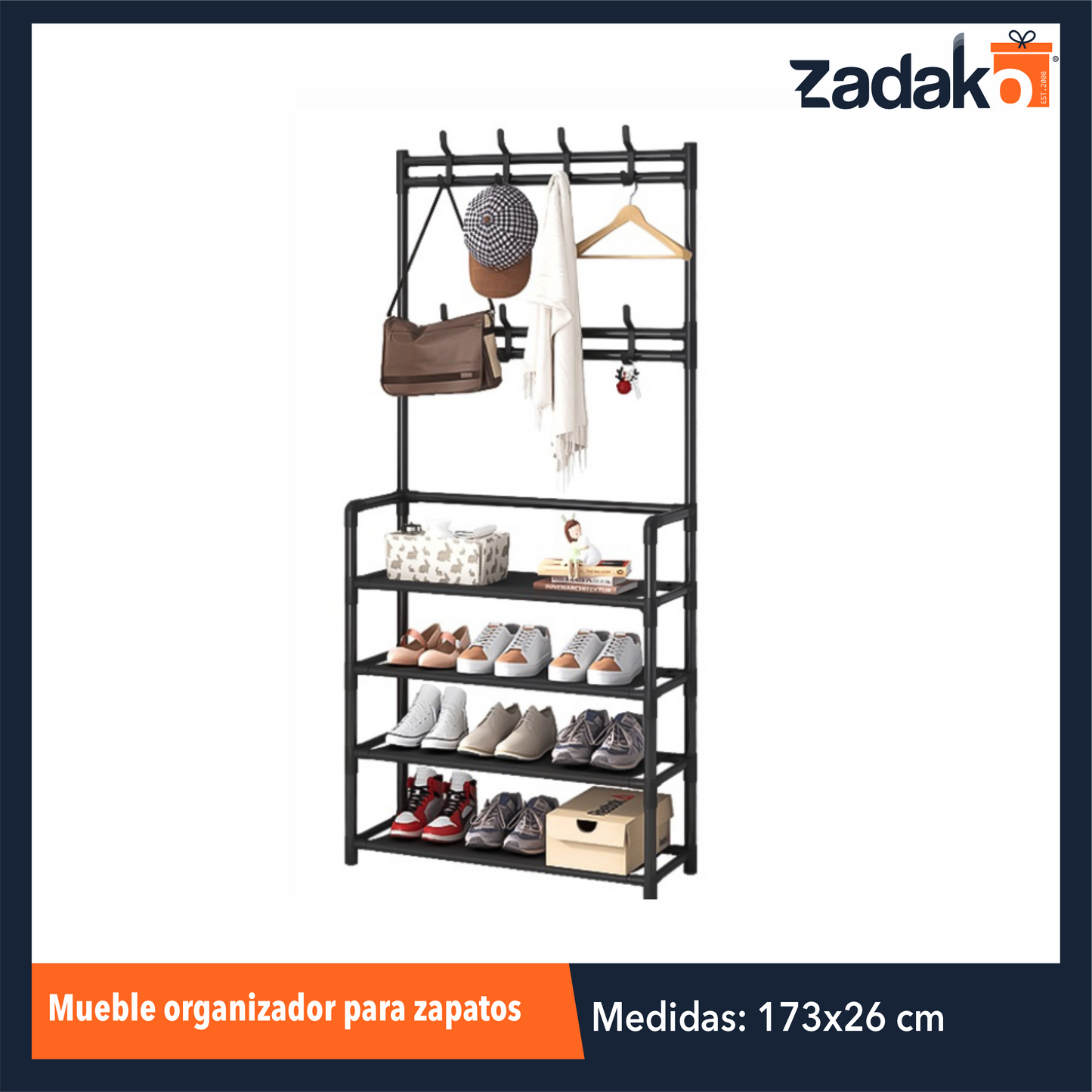 ZH-2232 MUEBLE ORGANIZADOR PARA ZAPATOS Y/O ROPA DE 173 CM X 80 CM X 26 CM CON 5 NIVELES DE 17 CM CADA UNO CON 1 PZ O CAJA CON 18 PZS