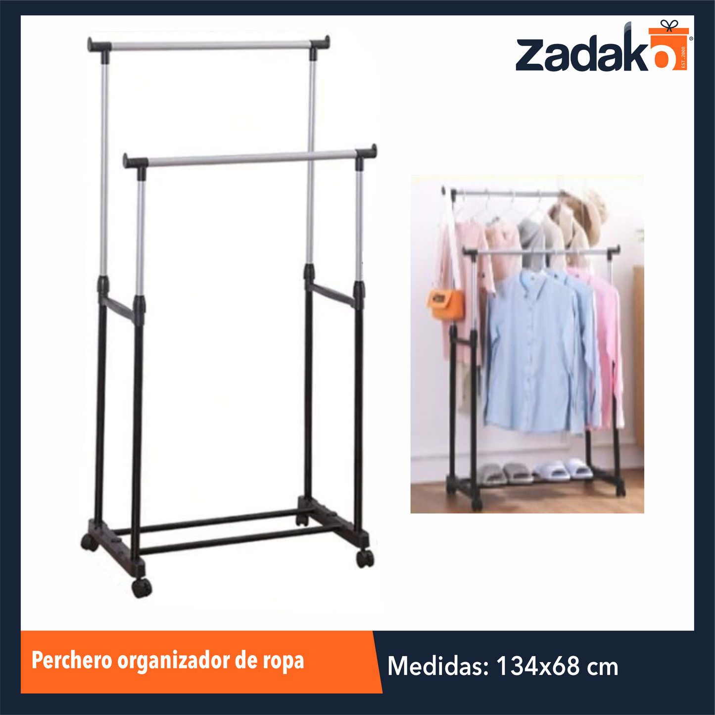 ZH-2234 PERCHERO ORGANIZADOR DE ROPA CON 1 PZ O CAJA CON 12 PZS