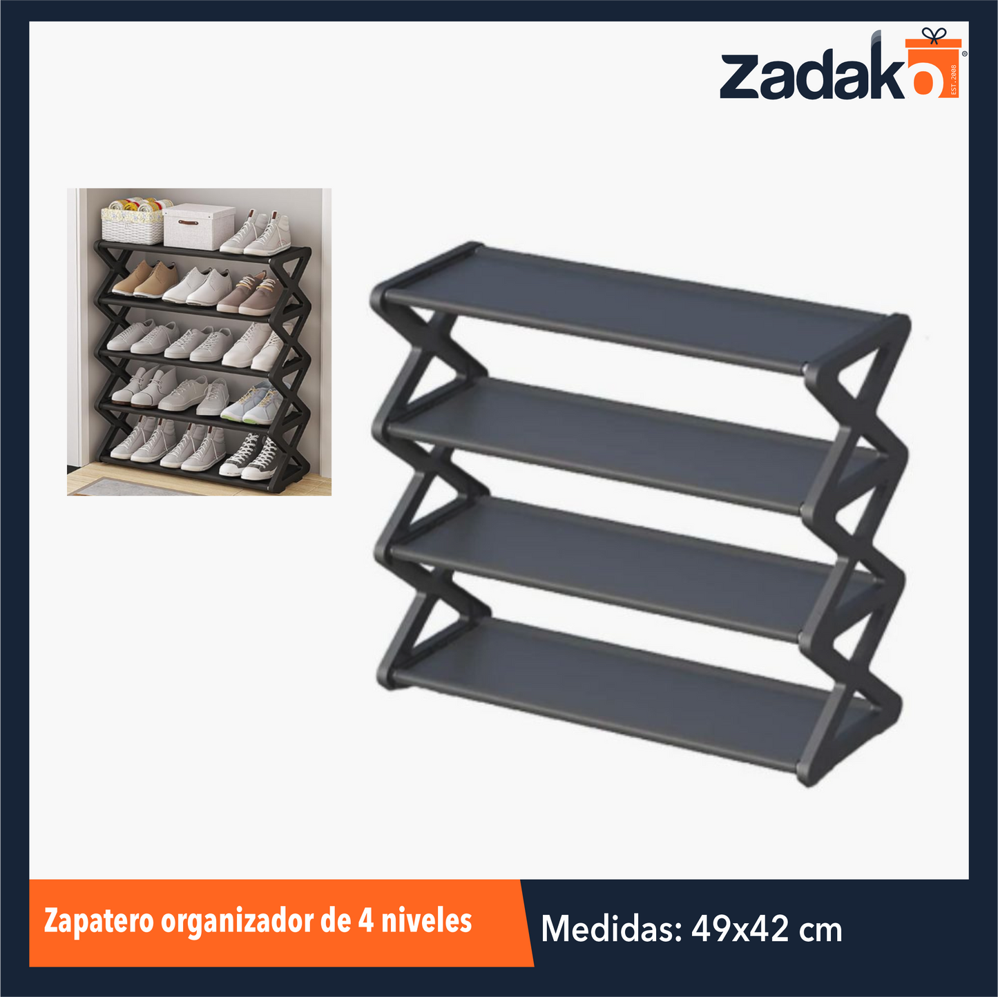 ZH-2236 ZAPATERO ORGANIZADOR DE 4 NIVELES CON 1 PZ O CAJA CON 36 PZS