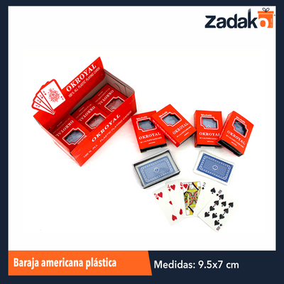 ZJ-0038 BARAJA AMERICANA PLASTICA, CON 12 PZS, O CAJA CON 12 PQTS