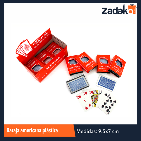ZJ-0038 BARAJA AMERICANA PLASTICA CON 12 PZS, O CAJA CON 12 PQTS
