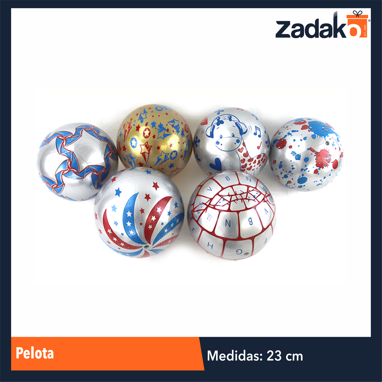 ZJ-0498 PELOTA 23 CM, CON 12 PZS, O CAJA CON 50 PQTS