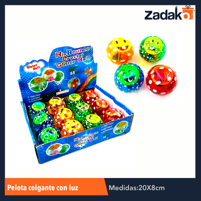 ZJ-0668 PELOTA COLGANTE C/LUZ 6.5 CM, CON 12 PZS, O CAJA CON 12 PQTS