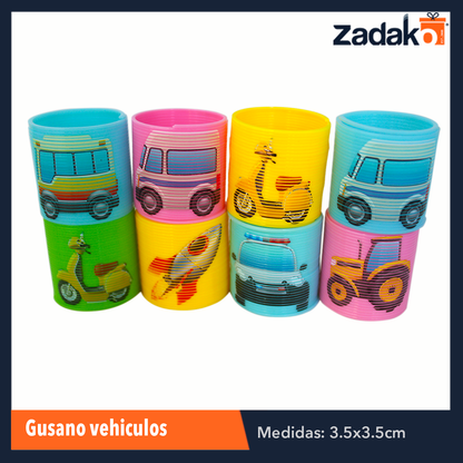 ZJ-0908 BLISTER 12 PIEZAS GUSANO VEHICULOS, CON 1 PZ O CAJA CON 240 PZS