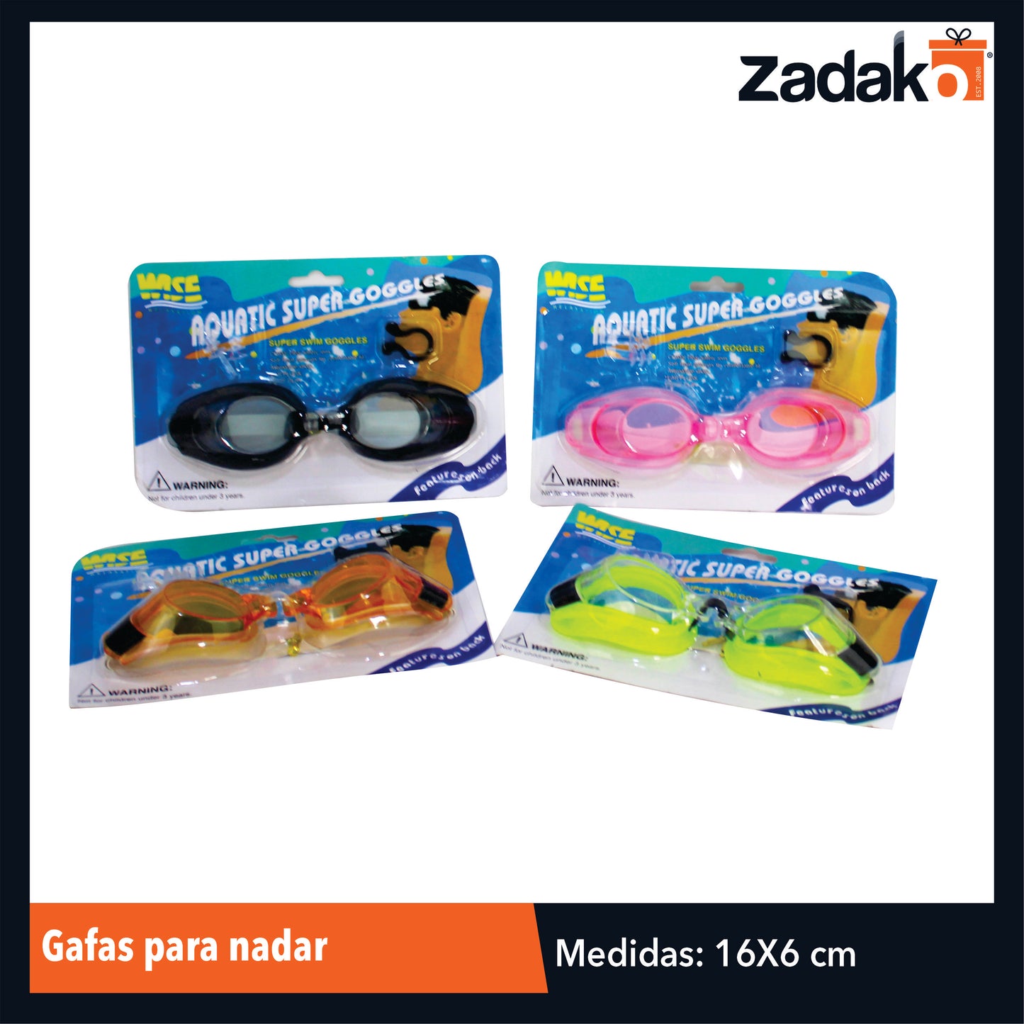 ZJ-1238 GOGLES PARA NADAR CON 1 PZ O CAJA CON 288 PZS