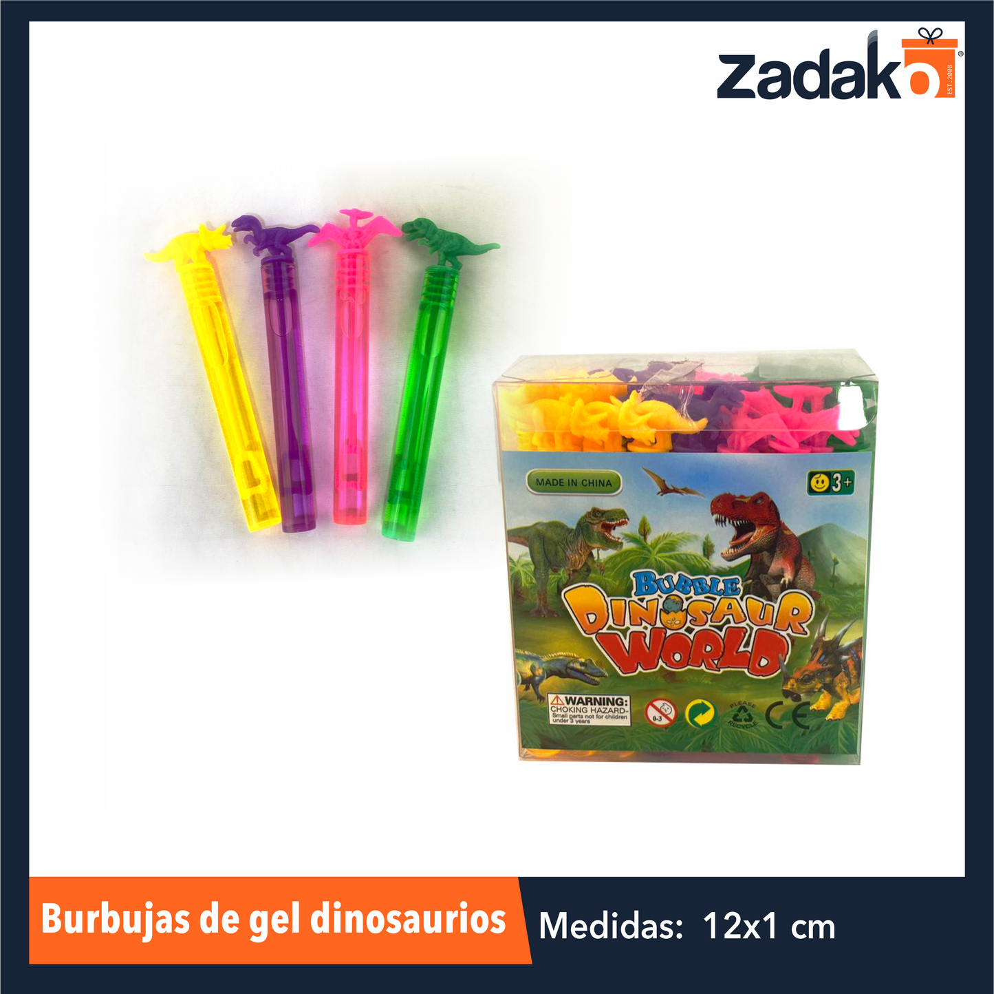 ZJ-1255 BURBUJAS DE GEL DINOSAURIOS CON 44 PZ O CAJA CON 36 PQTS