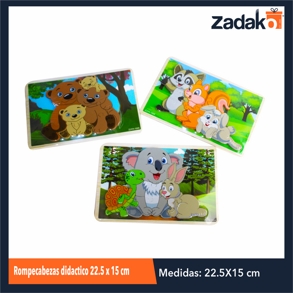 ZJ-1258 ROMPECABEZAS DIDACTICO DE ANIMALES TRIDIMENSIONAL DE MADERA DE 22.5x15x0.06 CM CON 1 PZ O CAJA CON 160 PZS