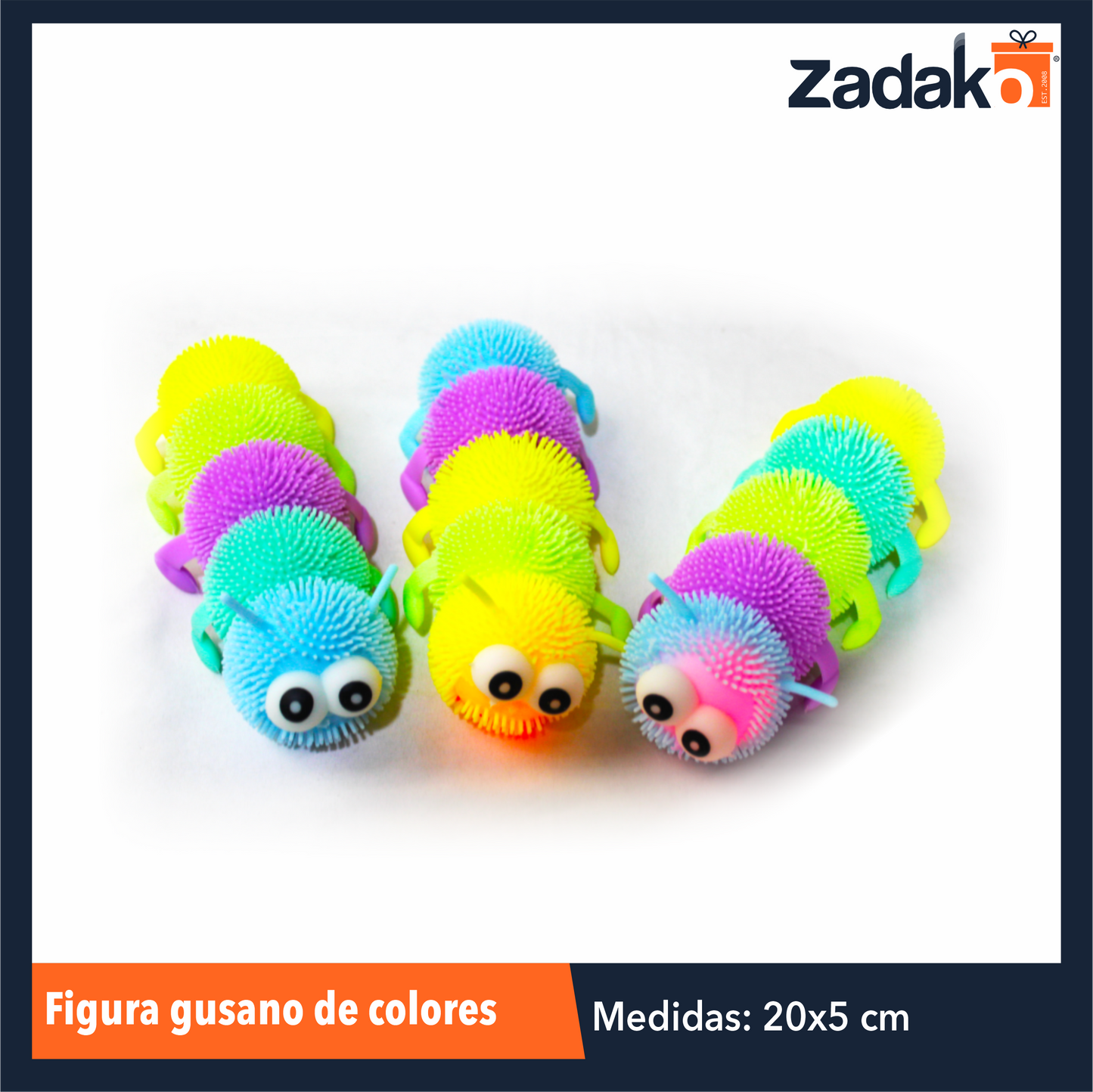 J-1265 FIGURA GUSANO DE COLORES CON 12 PZS O CAJA CON 24 PQTS