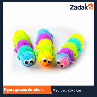 J-1265 FIGURA GUSANO DE COLORES CON 12 PZS O CAJA CON 24 PQTS