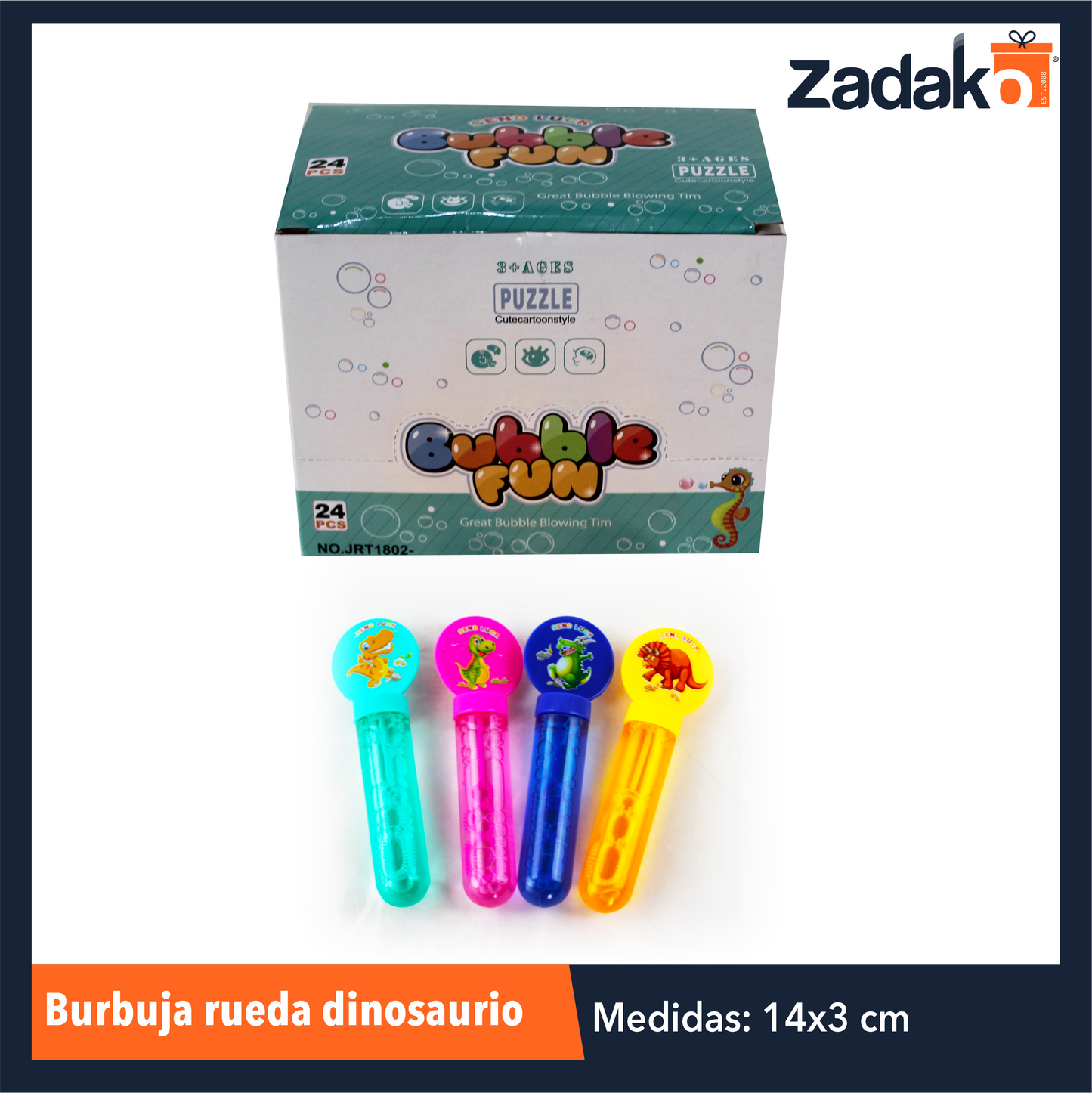 ZJ-1276 BURBUJA  RUEDA DINOSAURIO CON 24 PZS O CAJA CON 18 PQTS