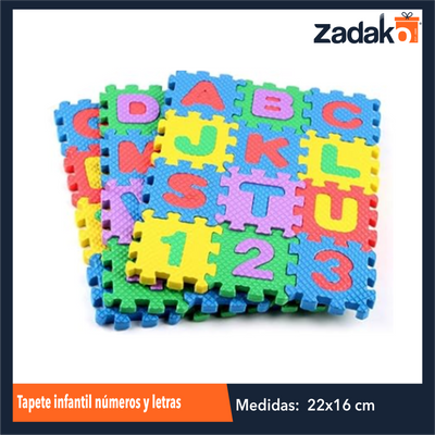 ZJ-1296 TAPETE INFANTIL NUMEROS Y LETRAS DE 6X6 CM INDIVIDUAL CON 1 PZ O CAJA CON 240 PZS