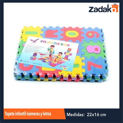 ZJ-1296 TAPETE INFANTIL NUMEROS Y LETRAS DE 6X6 CM INDIVIDUAL CON 1 PZ O CAJA CON 240 PZS