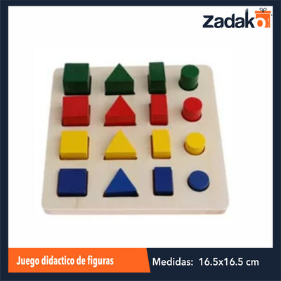 ZJ-1369 TABLA DE MADERA CON FIGURAS GEOMETRICAS DE 16.5 X 16.5 X 3 CM CON 1 PZ O CAJA CON 117 PZS