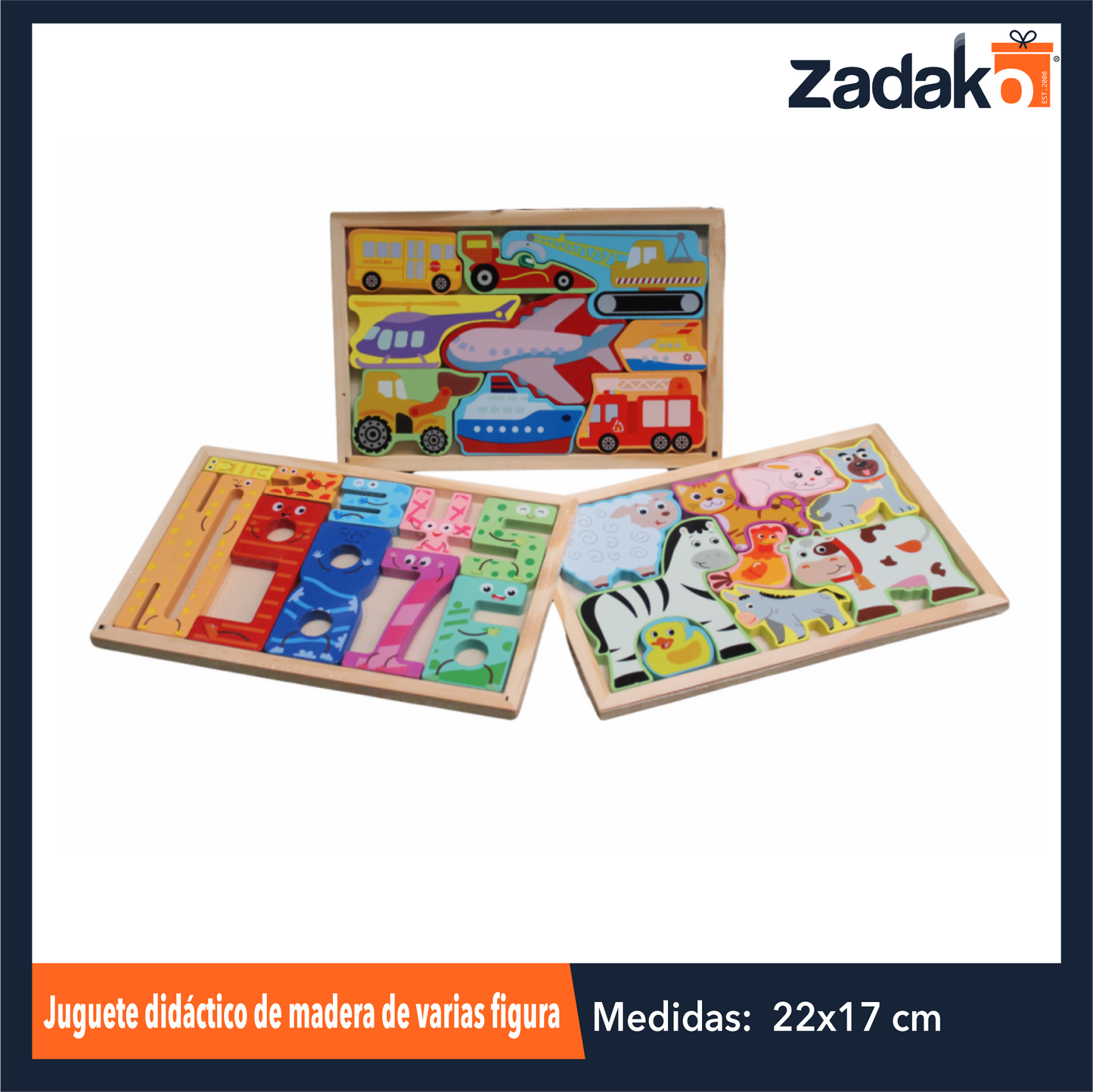 ZJ-1411 JUGUETE DIDACTICO DE MADERA DE VARIAS FIGURAS DE APRENDIZAJE DE 22 X 14.5 X 0.9 CM CON 1 PZ O CAJA CON 120 PZS