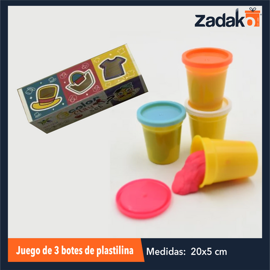 ZJ-1684 JUEGO DE 3 BOTES DE PLASTILINA CON 1 PZ  O CAJA CON 144 PZS