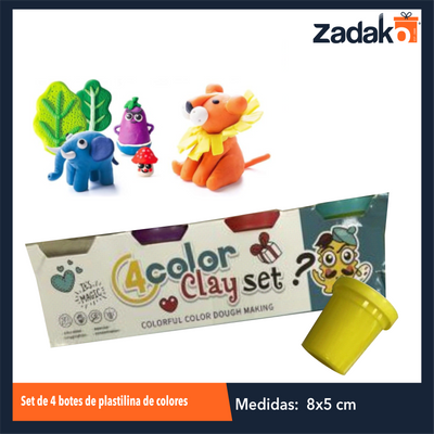 ZJ-1687 SET DE 4 BOTES DE PLASTILINA DE COLORES POR PAQUETE O CAJA CON 108 PQTS