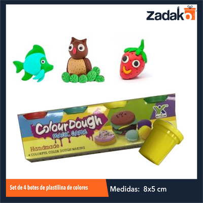 ZJ-1688 SET DE 4 BOTES DE PLASTILINA DE COLORES POR PAQUETE O CAJA CON 108 PQTS