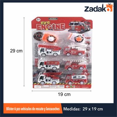 ZJ-1789 BLISTER 6 PZS VEHICULOS DE RESCATE Y LANZACOCHES CON 1 PZ O CAJA CON 240 PZS