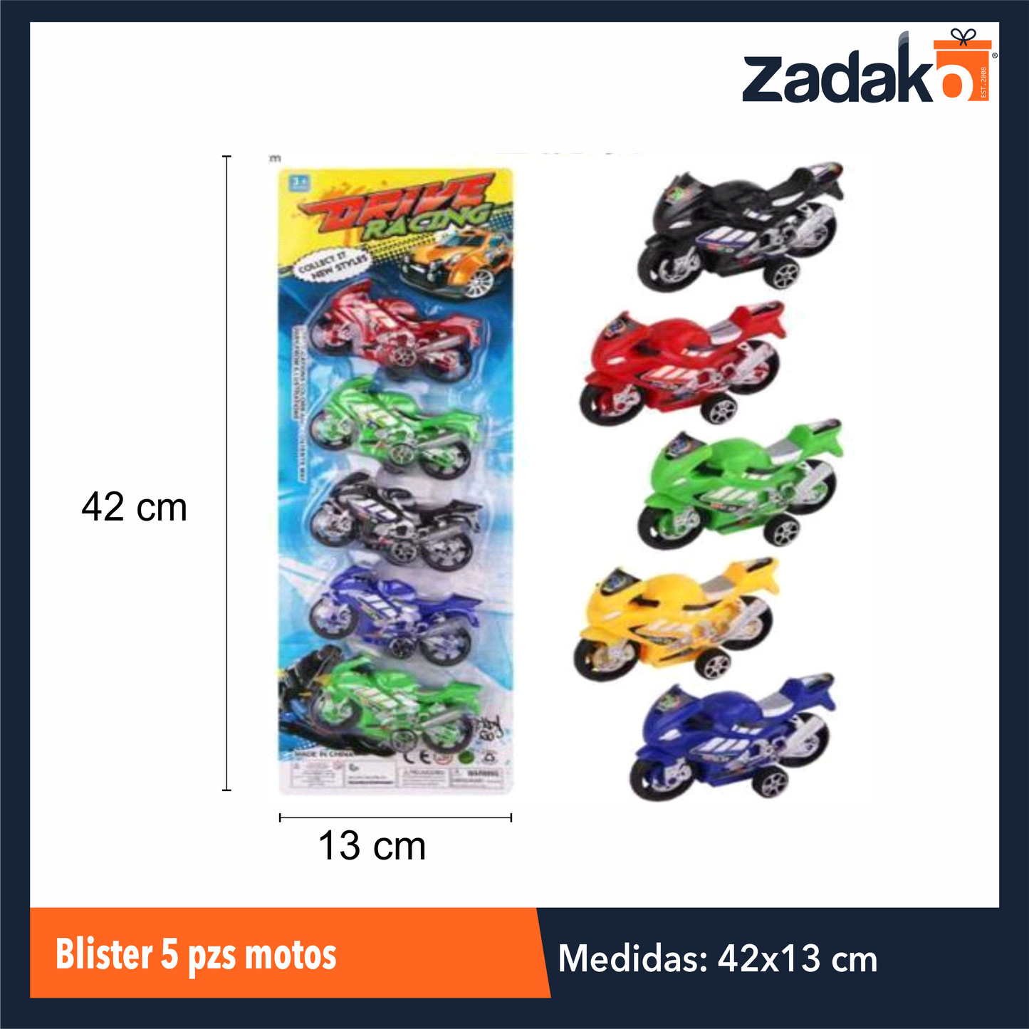 ZJ-1793 BLISTER 5 PZS MOTOS CON 1 PZ O CAJA CON 144 PZS