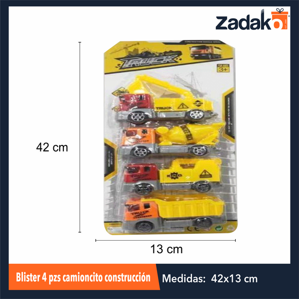ZJ-1794 BLISTER 4 CAMIONCITOS DE CONTRUCCION CON 1 PZS O CAJA CON 120 PZS