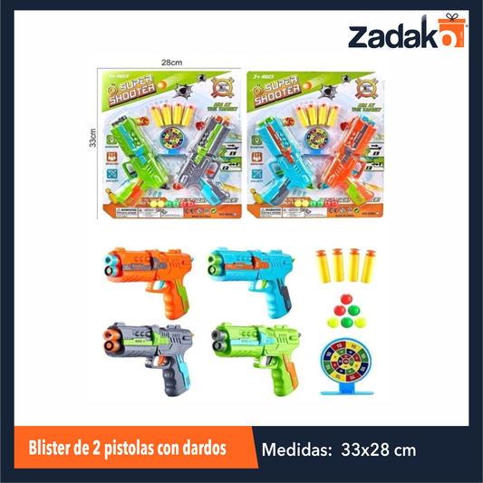 ZJ-1977 BLISTER DE 2 PISTOLAS CON DARDOS CON 1 PZ O CAJA CON 12O PZS