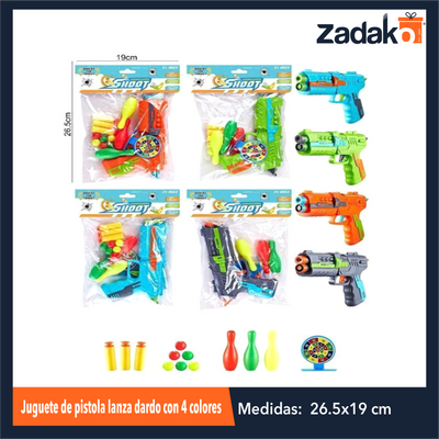 ZJ-1985 JUGUETE DE PISTOLA LANZA DARDO CON 4 COLORES CON UNA PIEZA O CAJA CON 240 PZS