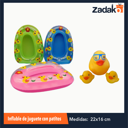 N-GPM-4340 ZJ-2167 J  HFY-10452 JUGUETE INFLABLE CON PATITOS CHILLONES 20 X 16 CM CON 1 PZ O CAJA CON 150 PZS