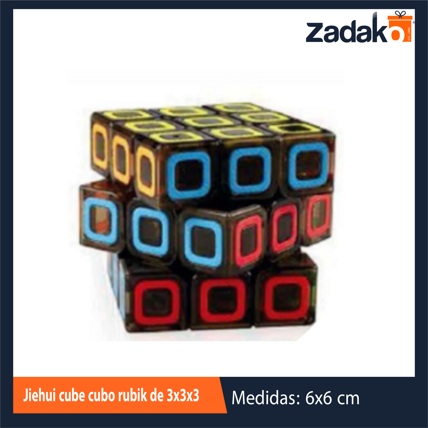 ZJ-1434 JIEHUI CUBE CUBO RUBIK DE 3X3X3 CON 6 PZ POR PAQUETE  O CAJA 48 PQTS