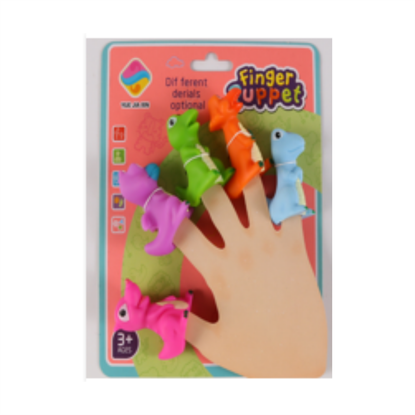 ZJ-1853 BLISTER DE 5 TITERES DE DEDO DE DINOSAURIOS PARA NIÑOS CON 1 PZ O CAJA CON 192 PZS