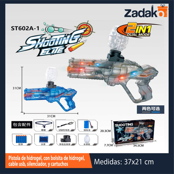 ZJ-2432  PISTOLA DE HIDROGEL, CON BOLSITA DE HIDROGEL CON CABLE USB CON 1 PZ O CAJA CON 24  PZS