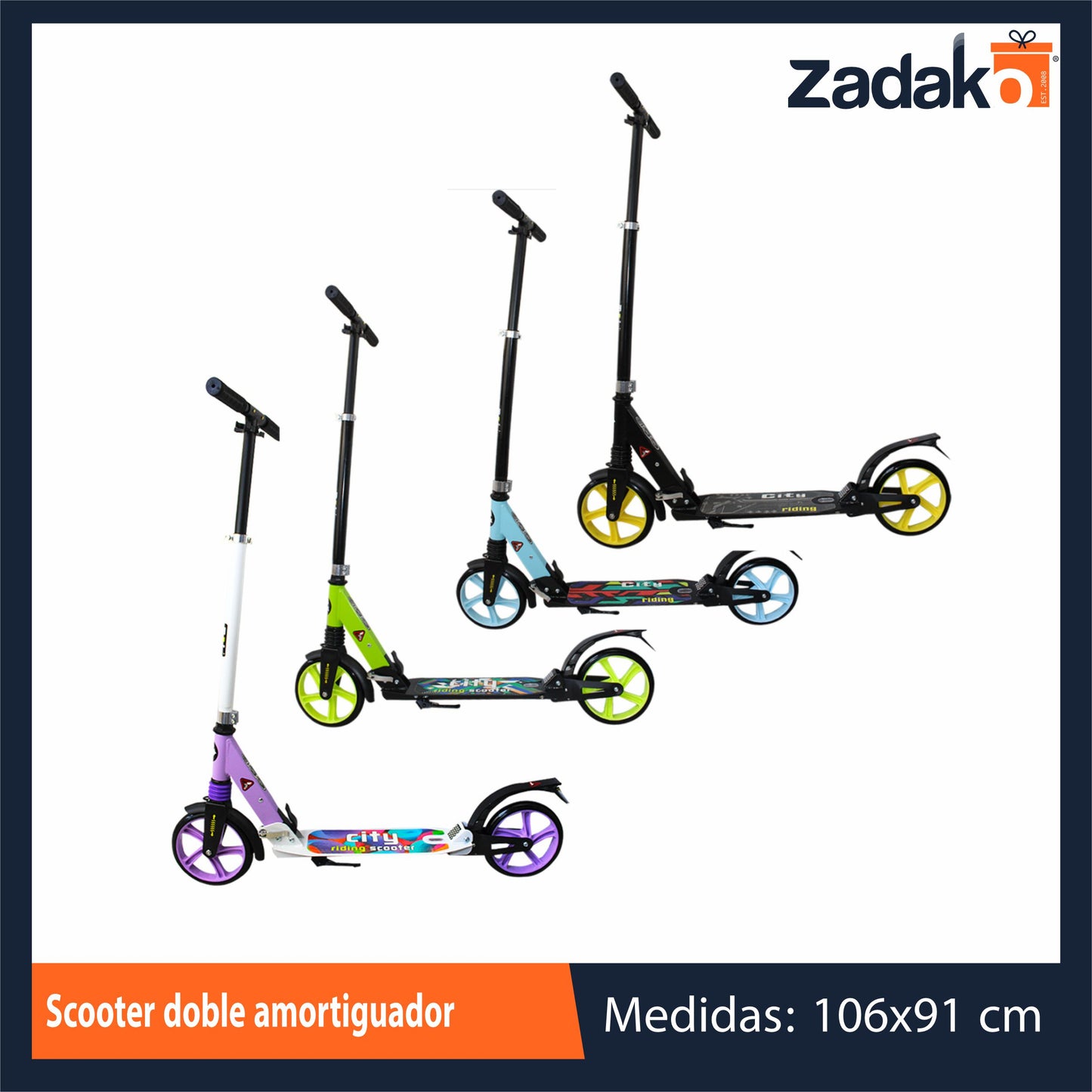 ZJN-0219 SCOOTER DOBLE AMORTIGUADOR , CON 1 PZ O CAJA CON 4 PZS