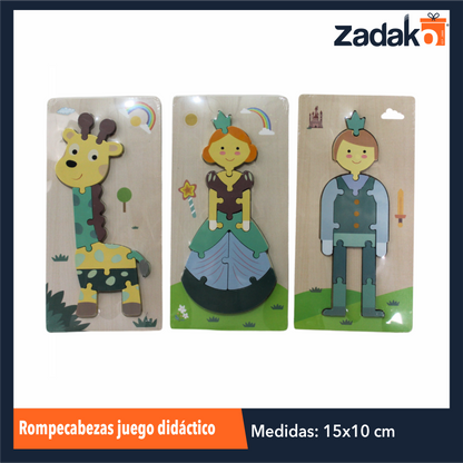ZK-8019 JUEGO DIDACTICO DE ROMPECABEZAS DE 30x15 CM DE MADERA CON 1 PZ O CAJA CON 100 PZS