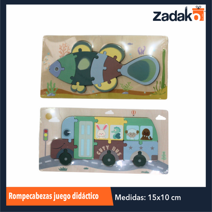 ZK-8019 JUEGO DIDACTICO DE ROMPECABEZAS DE 30x15 CM DE MADERA CON 1 PZ O CAJA CON 100 PZS