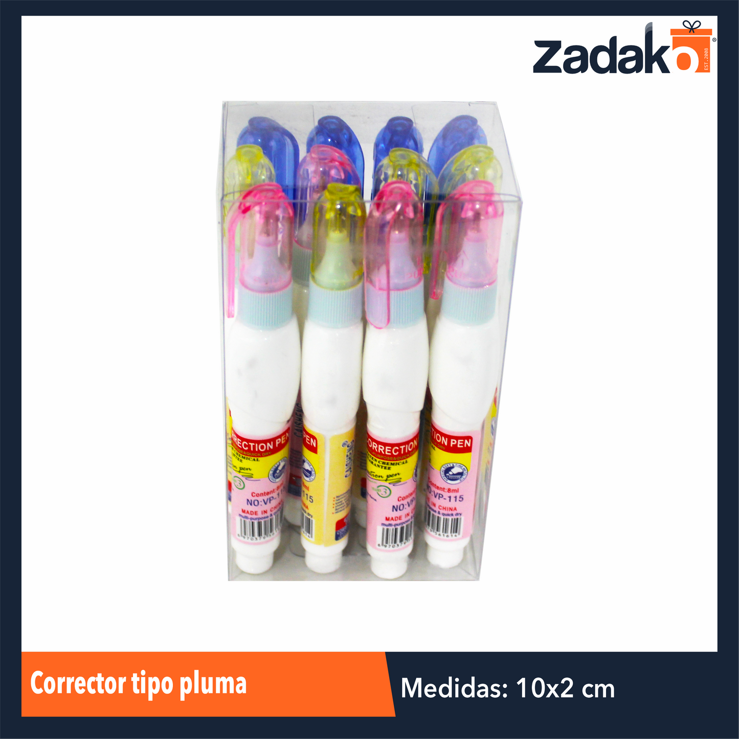 ZK-8032 CORRECTOR TIPO PLUMA CON 12 PZS O CAJA CON 60 PQTS