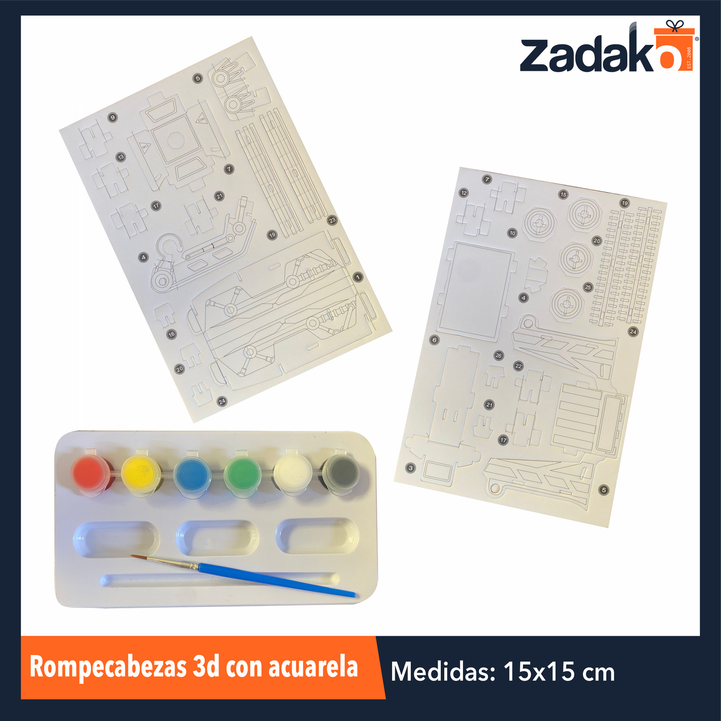 ZK-8059 ROMPECABEZAS 3D CON ACUARELA  CON 1 PZ O CAJA CON 144 PZS