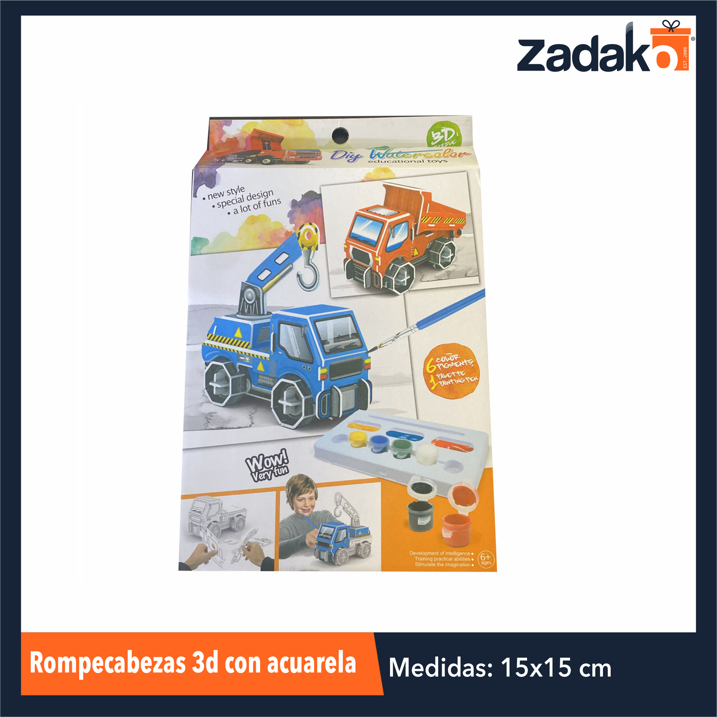 ZK-8059 ROMPECABEZAS 3D CON ACUARELA  CON 1 PZ O CAJA CON 144 PZS