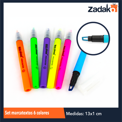 ZK-8067 SET MARCATEXTOS 6 COLORES, CON 1 PZ O CAJA CON 240 PZS