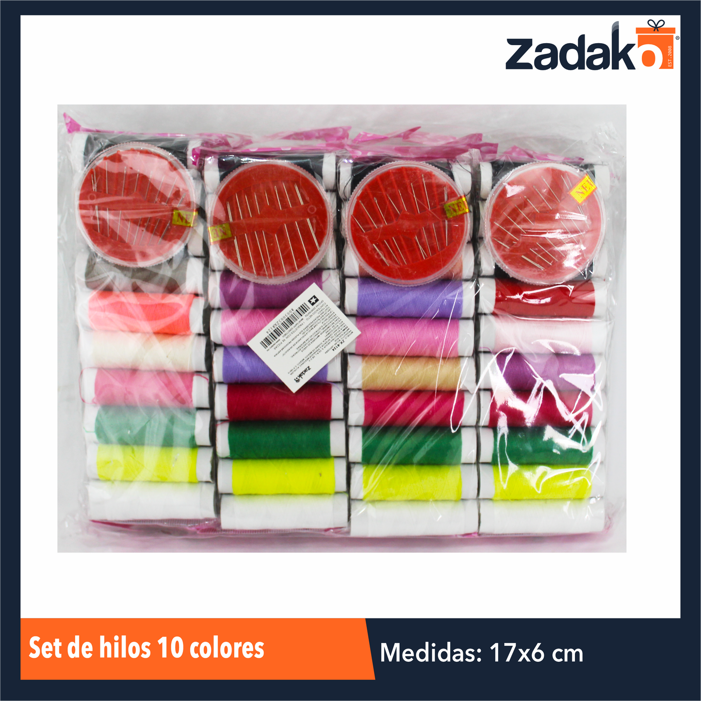 ZK-8124 SET DE HILOS 10 COLORES 12 PZS O CAJA CON 40 PQTS