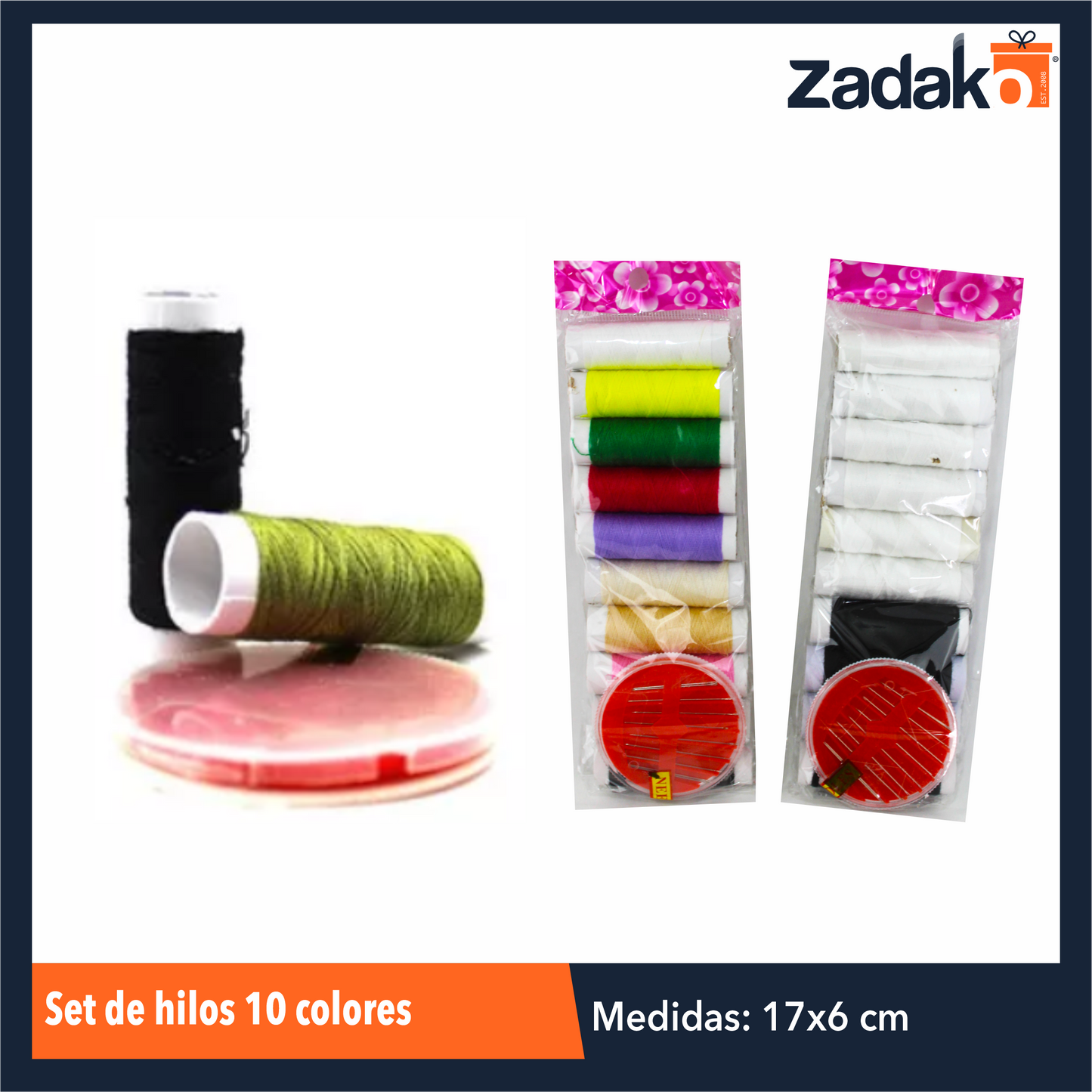 ZK-8124 SET DE HILOS 10 COLORES 12 PZS O CAJA CON 40 PQTS