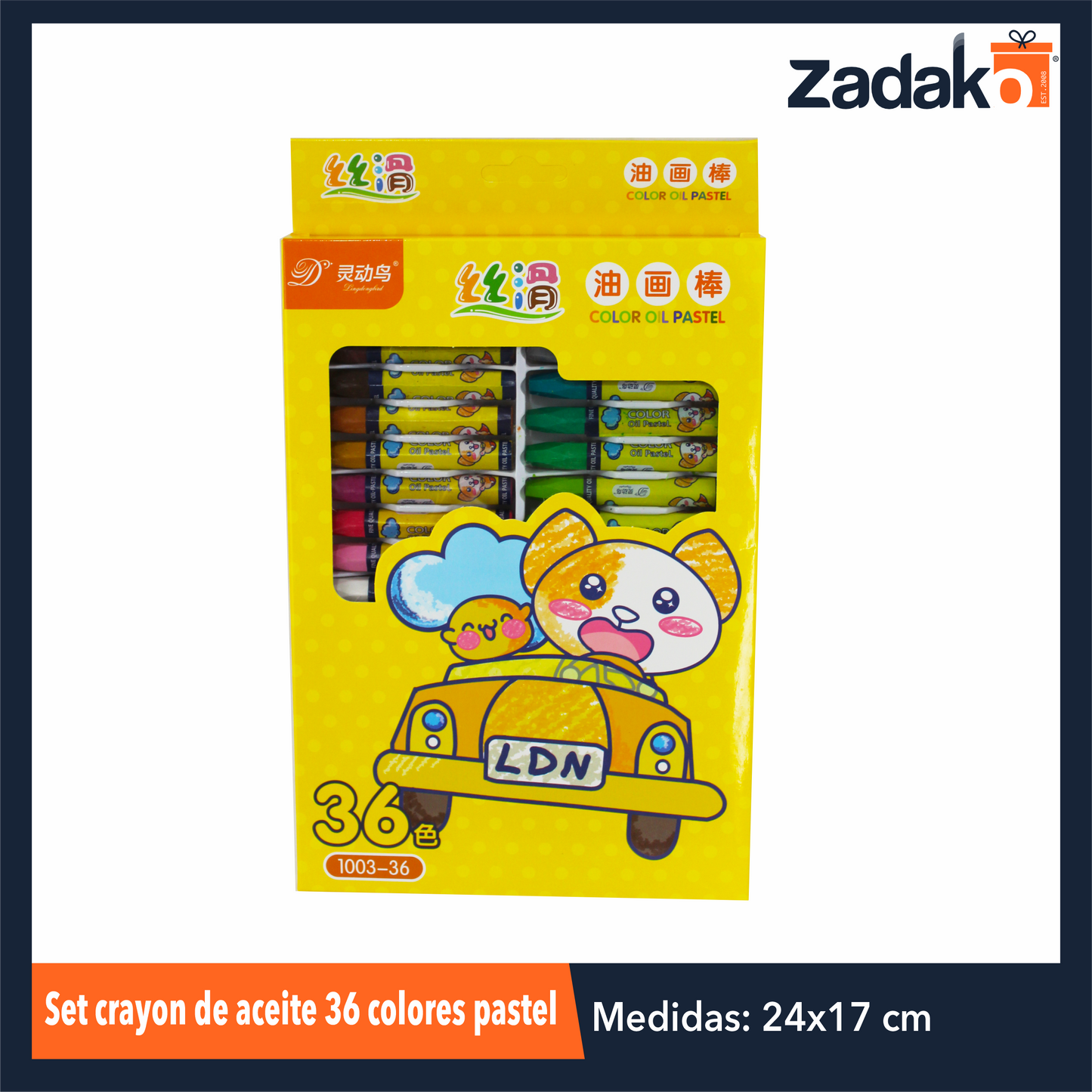 ZK-8145 SET CRAYON DE ACEITE 36 COLORES PASTEL, CON 1 PZ O CAJA CON 48 PQTS