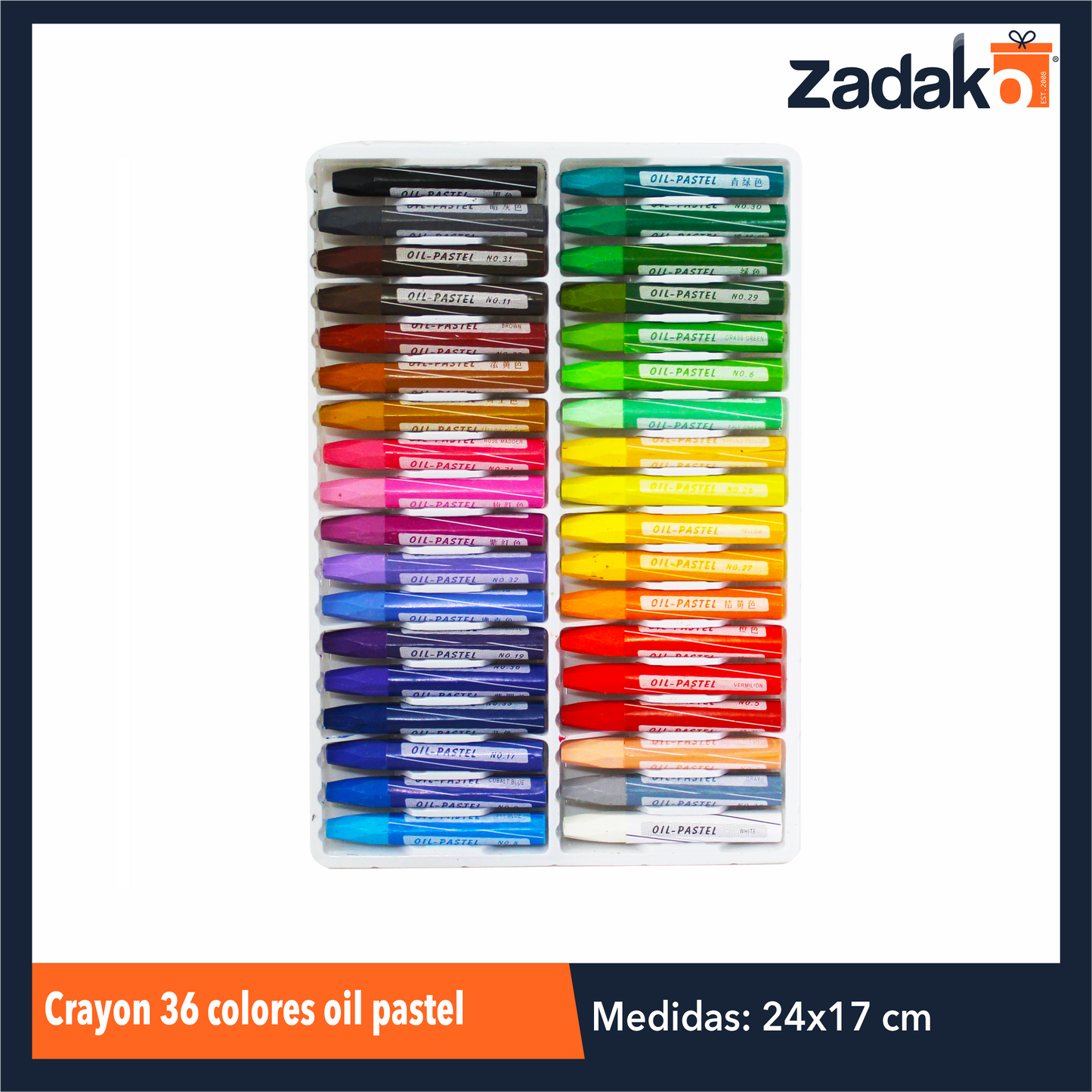 ZK-8148 CRAYON 36 COLORES OIL PASTEL, CON 1 PZA O CAJA CON 48 PZS