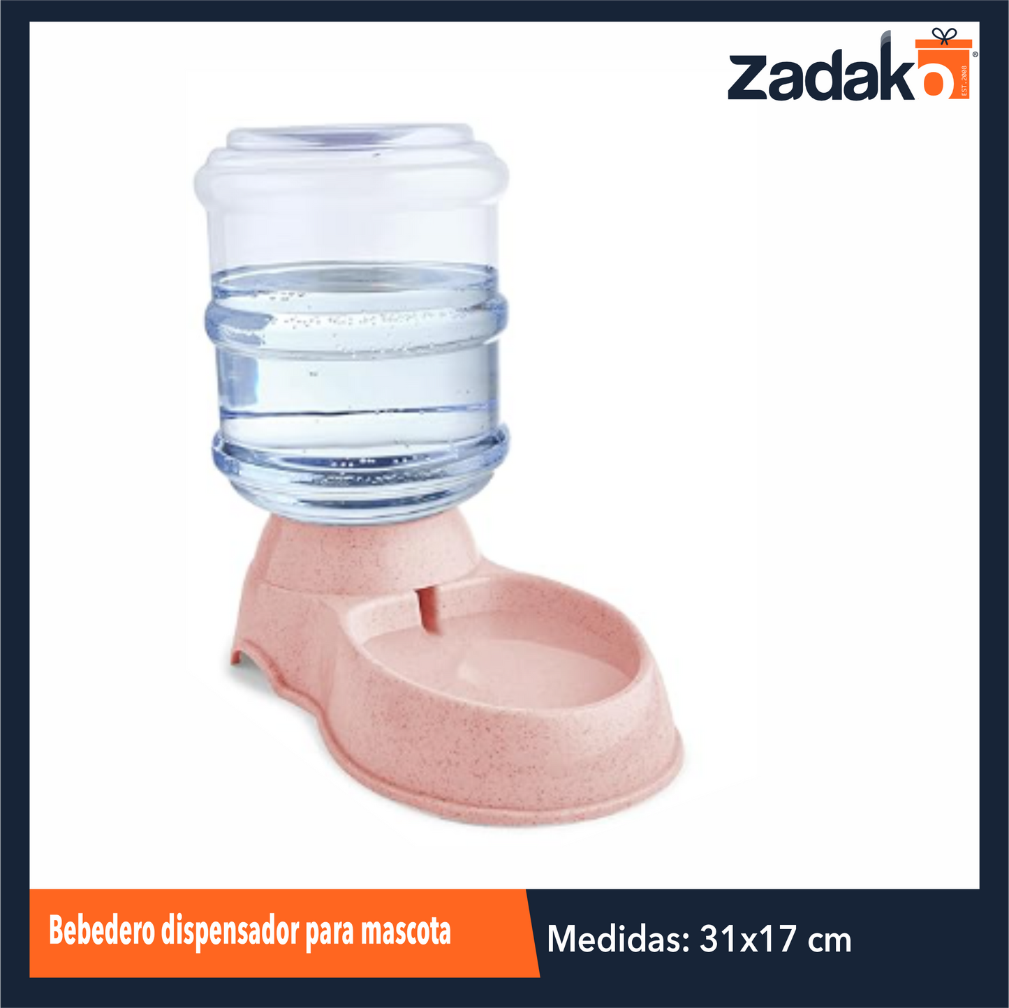 ZMA-0014 BEBEDERO DISPENSADOR PARA MASCOTA CON 1 PZS O CAJA CON 16 PZS