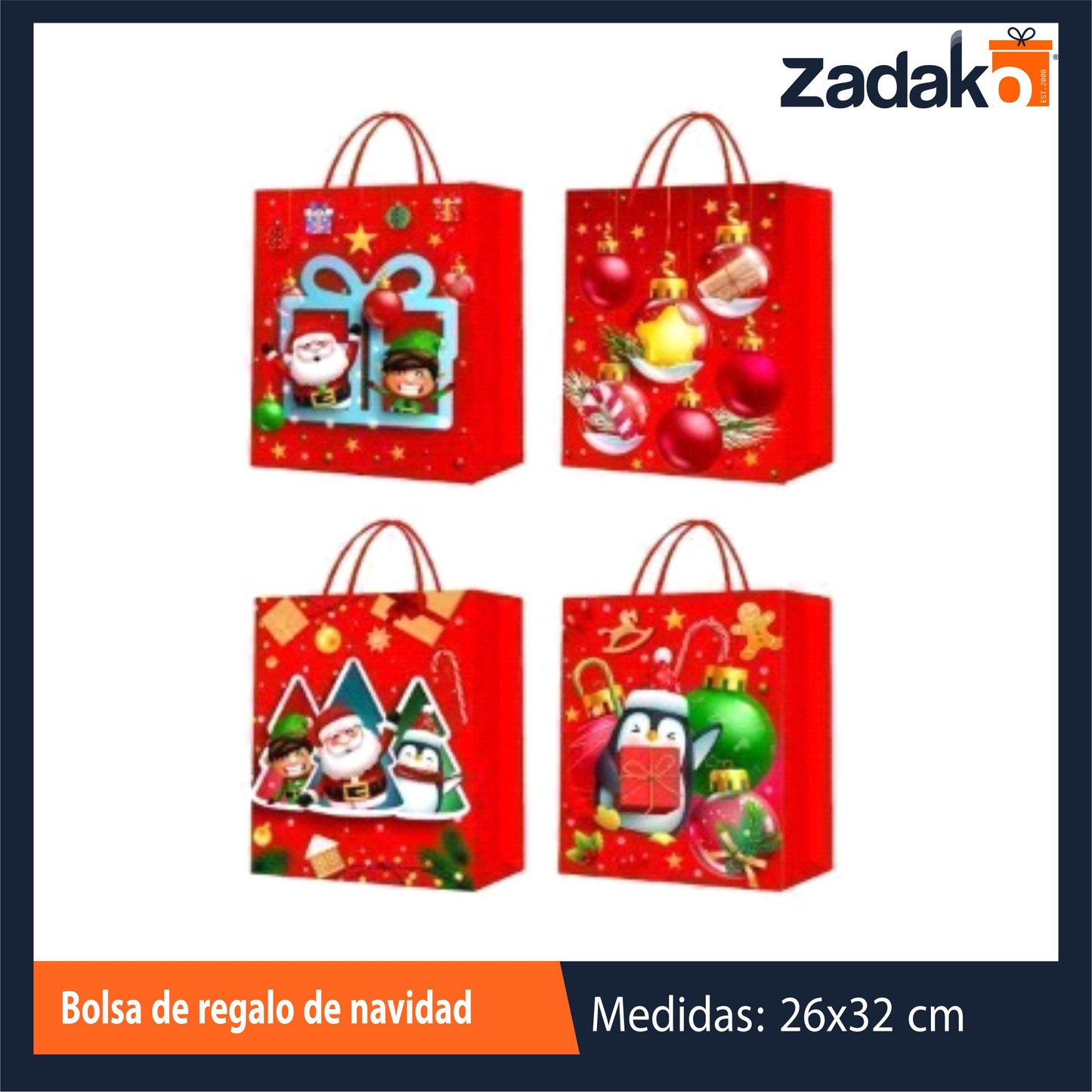 Z-02-NVD-008929 | ZN-0242 BOLSA DE REGALO DE NAVIDAD CON 12 PZS O CAJA CON 40 PQTS