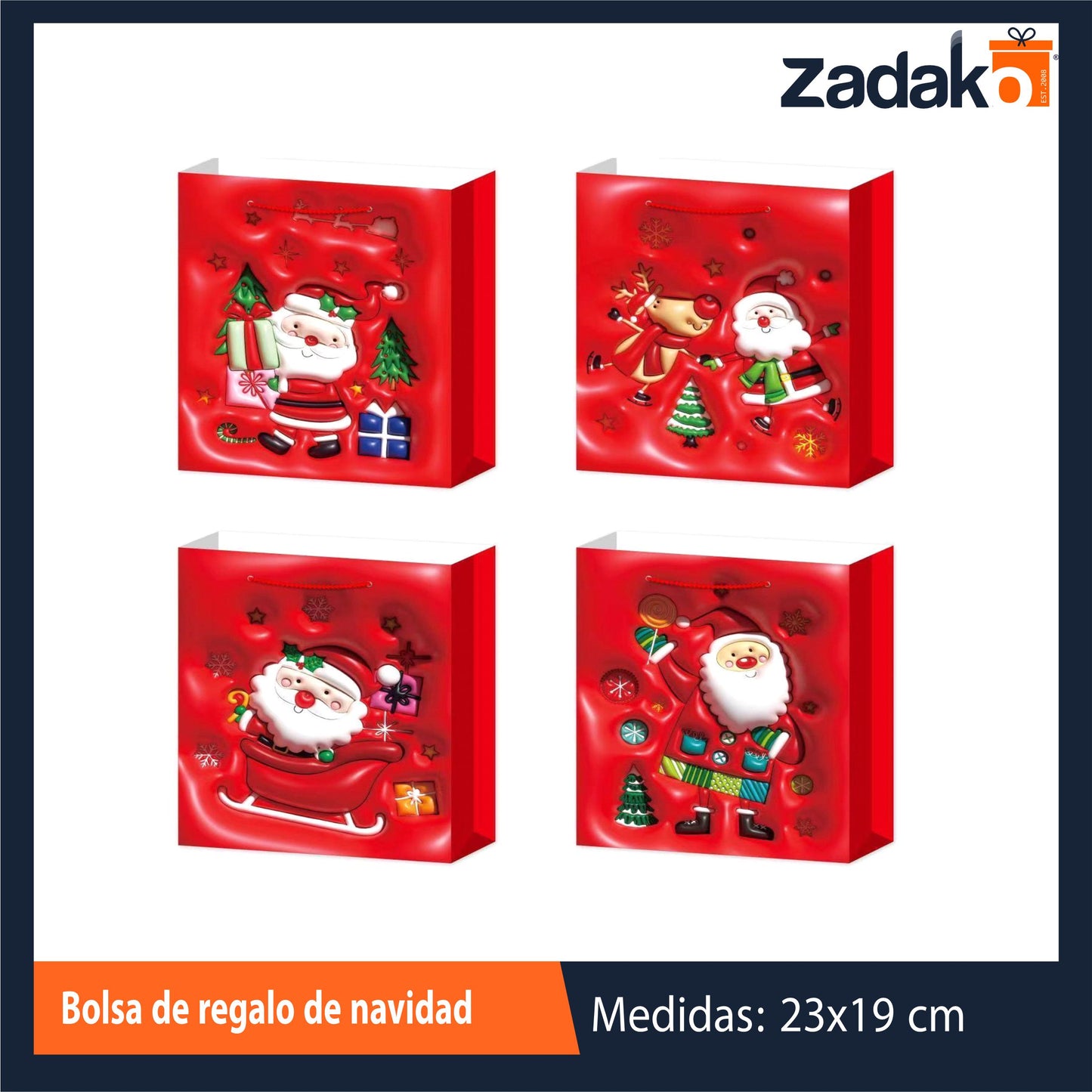 ZN-0252 BOLSA DE REGALO DE NAVIDAD CON 12 PZS O CAJA CON 80 PQTS