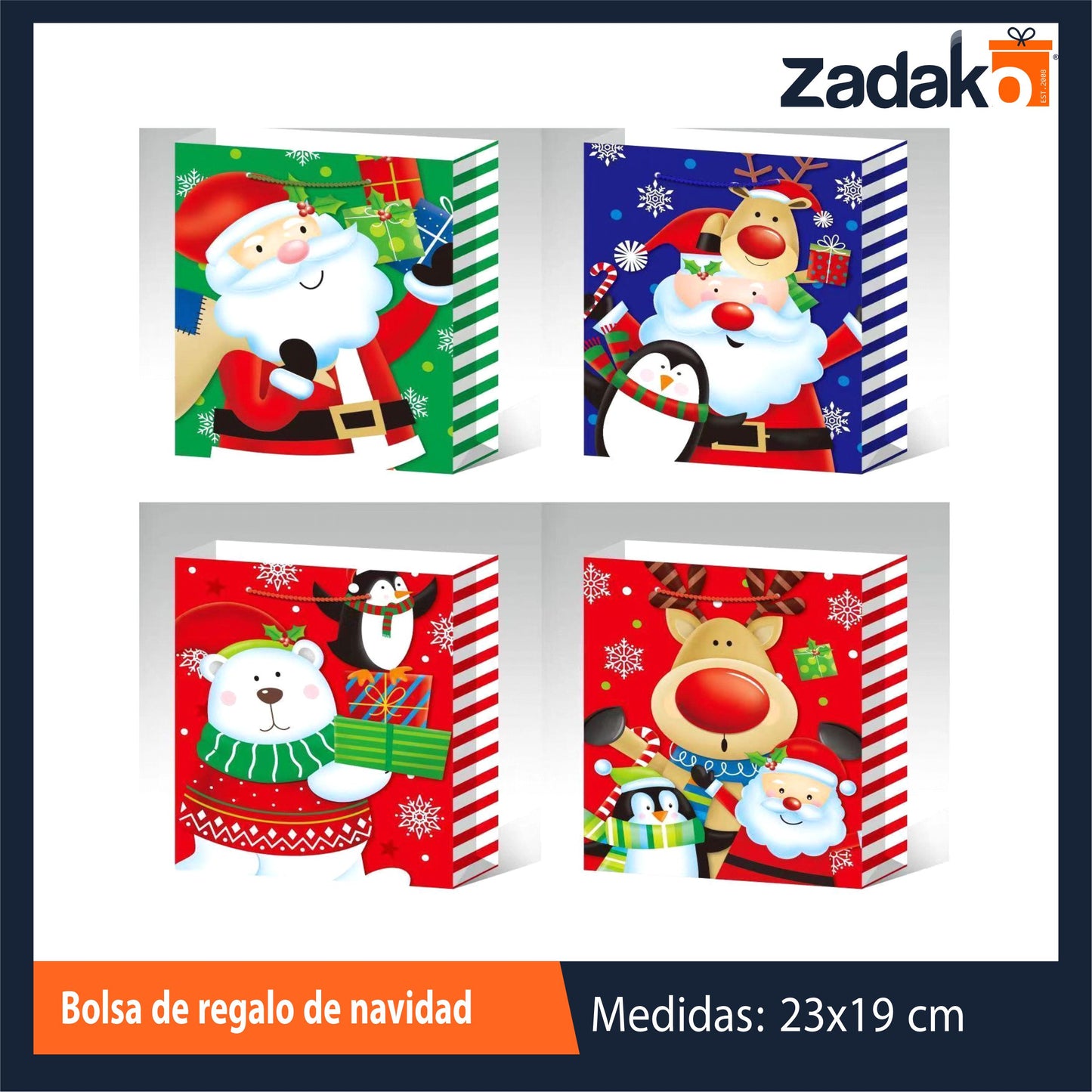 ZN-0254 BOLSA DE REGALO DE NAVIDAD CON 12 PZS O CAJA CON 80 PQTS