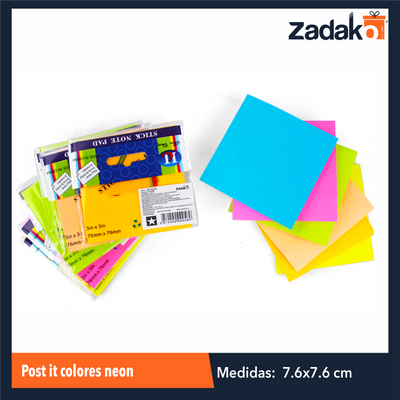 ZP-0058 POST IT COLORES NEON, CON 1 PZS, O CAJA CON 720 PZS