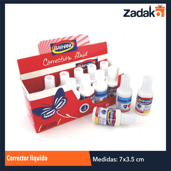 ZP-0293 CORRECTOR LIQUIDO CON 12 PIEZAS O CAJA CON 60 PQTS