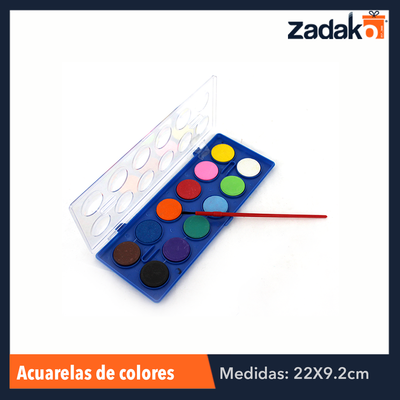 ZP-0479 ACUARELAS 12 COLORES, CON 1 PZ O CAJA CON 144 PZS