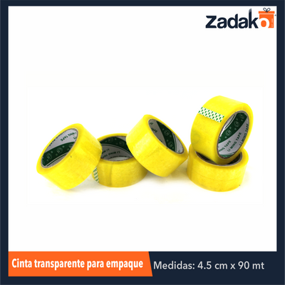 ZP-0545 CINTA TRANSPARENTE P/EMPAQUE 4.5 CM POR 90 MTS, CON 1 PZ O CAJA CON 60 PZS