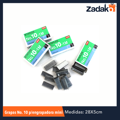 ZP-0619 GRAPAS NO. 10 PARA ENGRAPADORA MINI, CON 20 PZS, O CAJA CON 50 PQTS